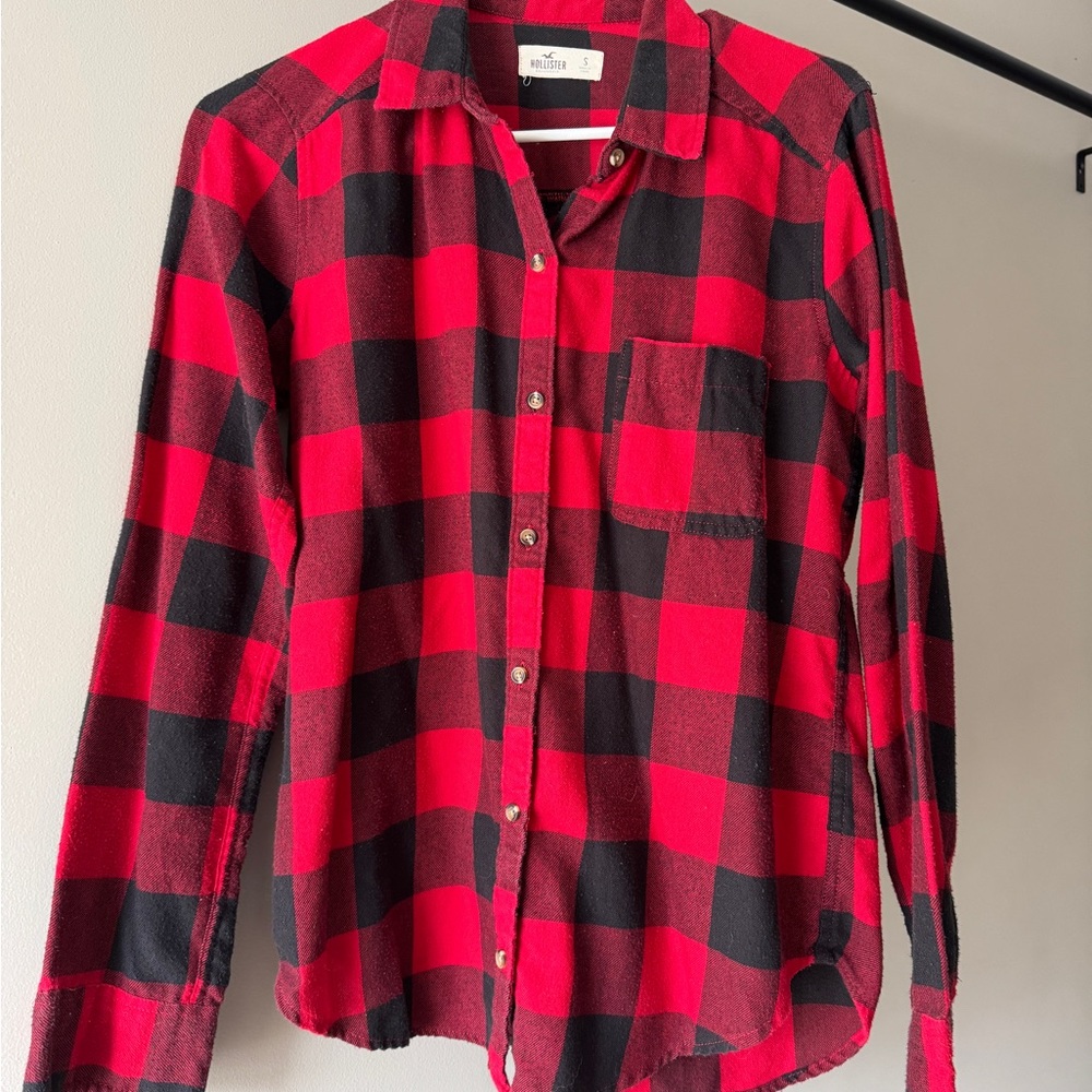 Vintage Hollister Red and Black Plaid Button-Up Shirt